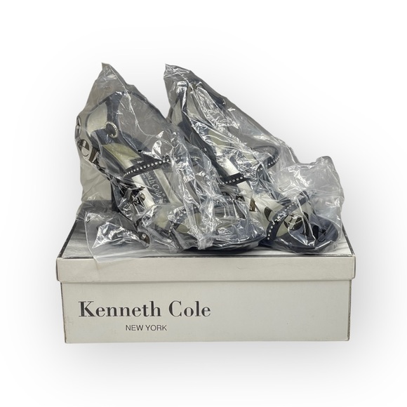 new Kenneth Cole ✰ Evening Star Rhinestone Embellished Sandal ✰ Black Satin ✰ 8M - Picture 13 of 16